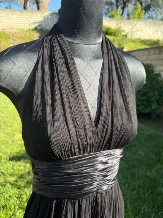 Maggy London Silk Black Halter Neck Midi Dress - Picture 4 of 11